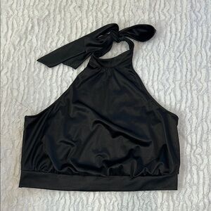AVLN STUDIO Sultry Satin Black Halter Top women’s size XL